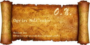 Ogrin Nándor névjegykártya