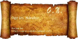 Ogrin Nándor névjegykártya